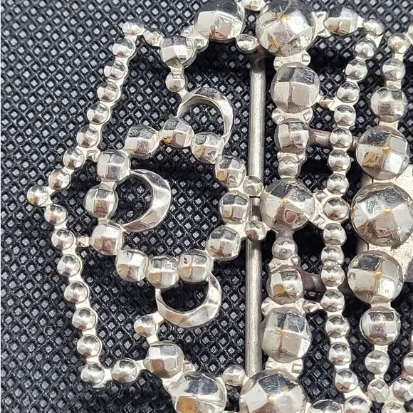 Victorian Steel Cut Crown Buckle Metal Two-Piece Hook Eye Antique Vintage Style - Picture 5 of 11